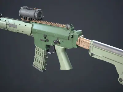 PBR Swedish Ak5C and Aimpoint CS Low-poly 3D model