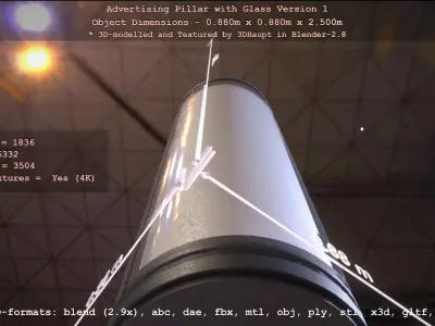 Advertising Pillar with Glass 1 Low-poly 3D model