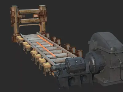 Steel pipe conveyor belt for steel plant equipment 3D model