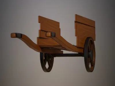 Medieval wheelbarrow  Low-poly 3D model