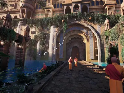 Monks Temple Modular Kit Game Ready 3D Assets Texture Packs UE Low-poly 3D model