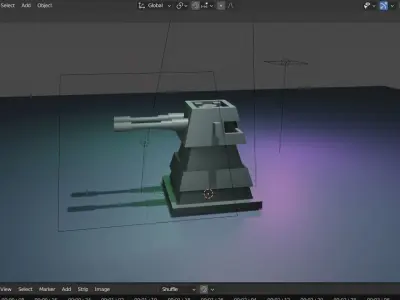 3D gun model 3d Turret animation Free low-poly 3D model