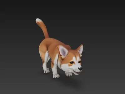 Dog Realistic 3D Model - Low Poly Realistic Low-poly 3D model