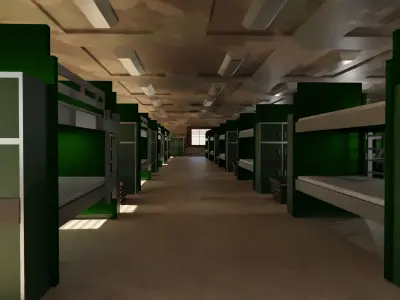Military Dormitory Low-poly 3D model