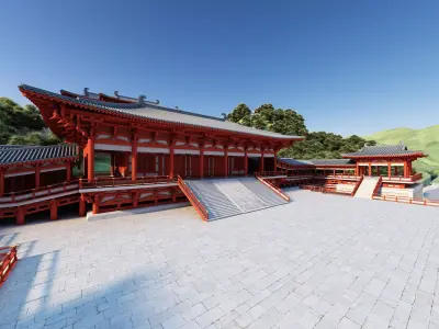 Chinese palace architecture Low-poly 3D model
