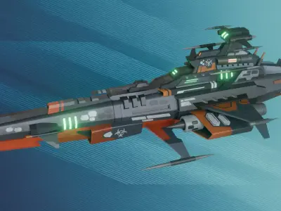 3D Model - Space BattleShips - Sci fi Stylized 3D model
