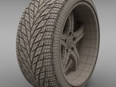 Savini Forged SV-3S Wheel and Tire 3D model
