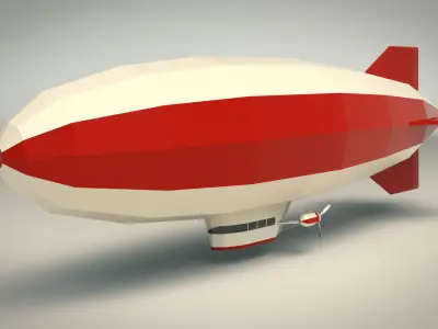 Low Poly Zeppelin 01 Low-poly 3D model