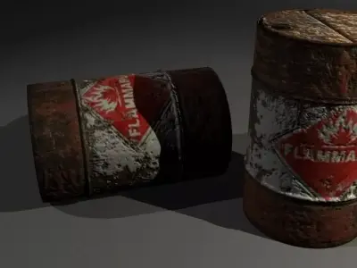 Rusted Metal Drum Low-poly 3D model