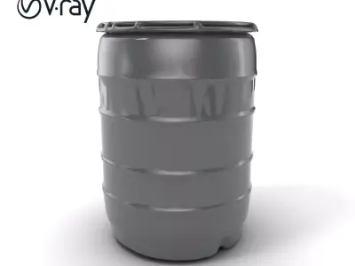 Plastic Drum Carbon Black Modular Base Model Pack Low-poly 3D model