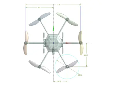 Hexacopter Spray drone solid CAD for CFD 3D model