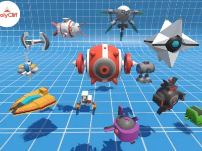 Alien Ship Pack Low-poly 3D model