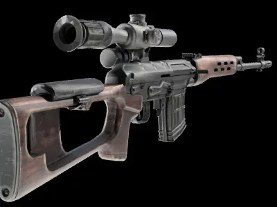 Dragunov  SVD Sniper Rifle PBR  Low-poly 3D model