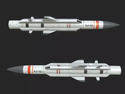 YJ-12 Anti-ship missile YJ12 Yingji12 Low-poly 3D model