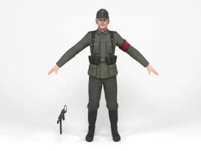 German Soldier 2 Low-poly 3D model