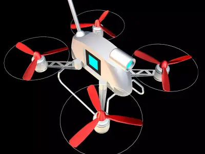 Quadrocopter drone with propellers 3D model