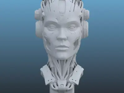 Advanced Cybernetic Cyborg Bust PM-91 3D print model