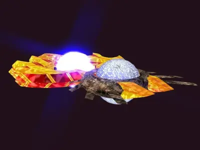 Bladed Crown Energy Ball Spaceship Low-poly 3D model