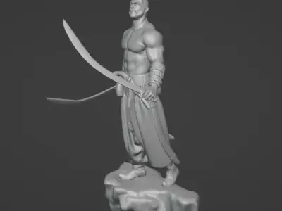 Ukrainian brave Kozak warrior stands on rock ready to print 3D print model