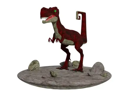 T-rex dinosaur on rock Low-poly 3D model