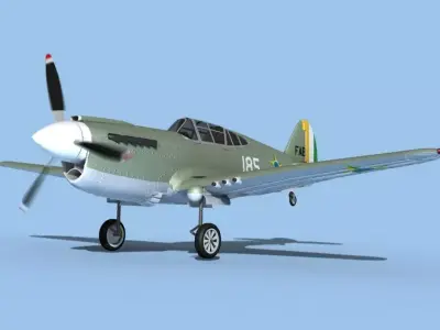 Curtiss P-40F Tomahawk V18 Brazil 3D model