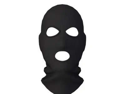 Balaclava mask black game ready Low-poly 3D model