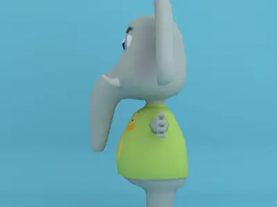 Cartoon elephant in tshirt Free low-poly 3D model