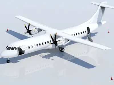 ATR 72 600 static Lowpoly Blank airport model doors  Low-poly 3D model