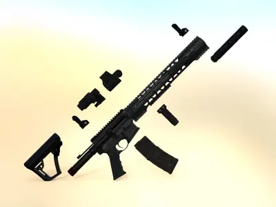 M4 Rifle Custom Long Gun for G8F 3D model