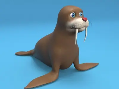 cartoon walrus Low-poly 3D model