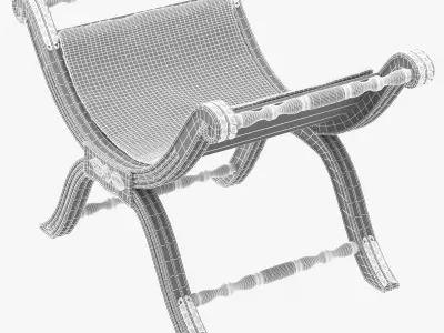 Restoration Hardware 18TH C NEOCLASSICAL UPHOLSTERED STOOL 3D model