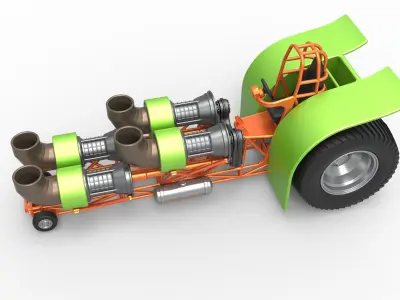 Pulling tractor with 4 jet engines 3 Scale 1 to 25 3D print model