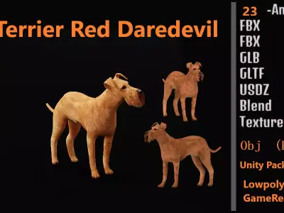 Irish Terrier Dog Free low-poly 3D model