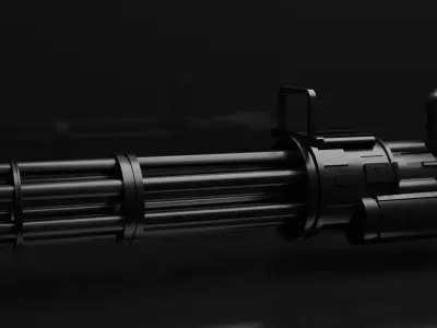 Animated Minigun Low-Poly GAMEREADY Low-poly 3D model