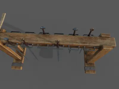 Medieval Rack and swords Low-poly 3D model