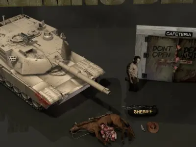 Walking Dead Rick Grimes Set 3D model