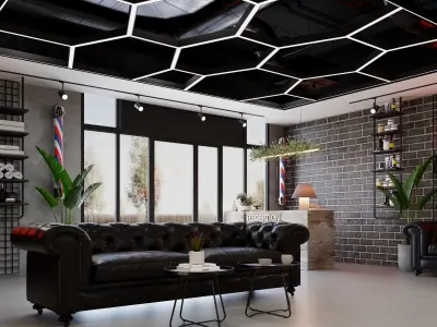 BarberShop hairdresser Interior 3D model