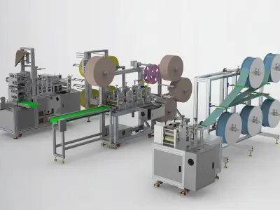 Ear less semi-automatic N95 mask machine Assembly 3D model