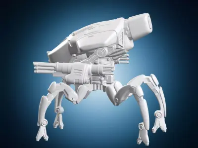 Futuristic Spider Combat Mech Robot 3D print model