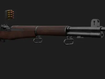 M1 Garand With Complete Internals - Game Ready Low-poly 3D model