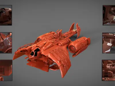 Dropship spaceship with different views 3D model
