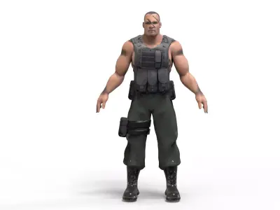 Commando soldier Low-poly 3D model