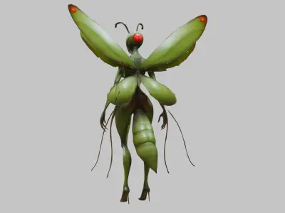 Big Insectoid Humanoid Mantis Low-poly 3D model