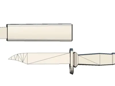 Bayonet Knife with Scabbard UTD Training RK  Low-poly 3D model