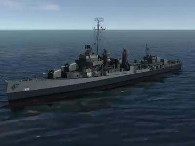 USS KIDD DESTROYER WARSHIP 3D MODEL 3D model