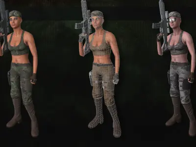 Customizable Female Soldiers Classic and Modern Style Low-poly 3D model
