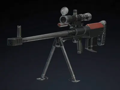 KSVK Sniper Low Poly Realistic Low-poly 3D model