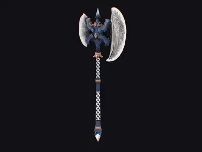 Axe Pickaxe Pike Cutting Hatchet Weapon Halberd Fantasy Bill Low-poly 3D model