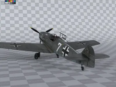 Messerschmitt BF109 German Fighter Airplane Grey V1 3D model