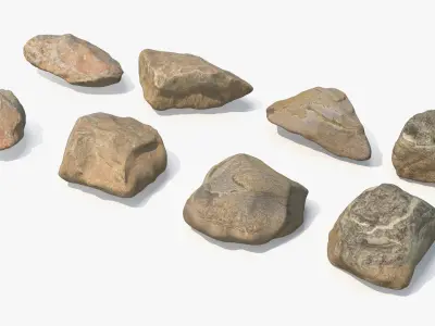 Natural Stone Set with Small Rocks 3D model